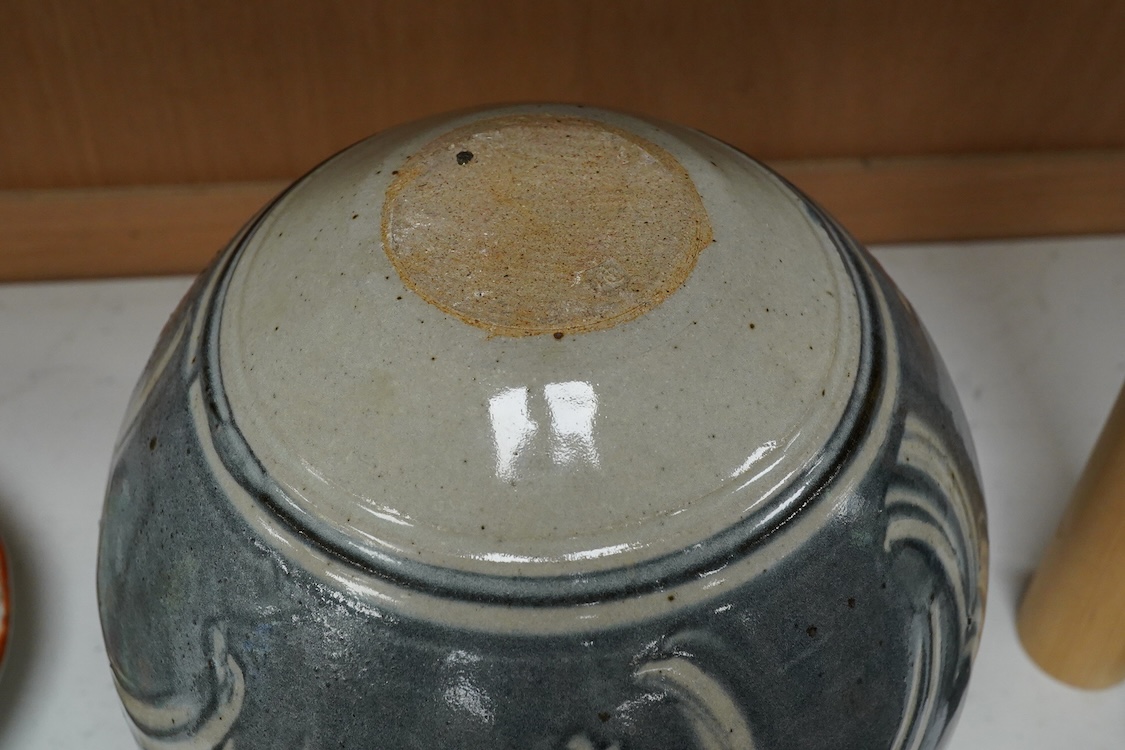 A Studio stoneware vase by Don Morgan, impressed mark to the base, 23cm high